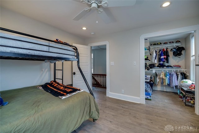 519 Prytania Ave, Hamilton, OH 45013 - bedroom featuring light wood-type flooring, recessed lighting, baseboards, a closet, and ceiling fan