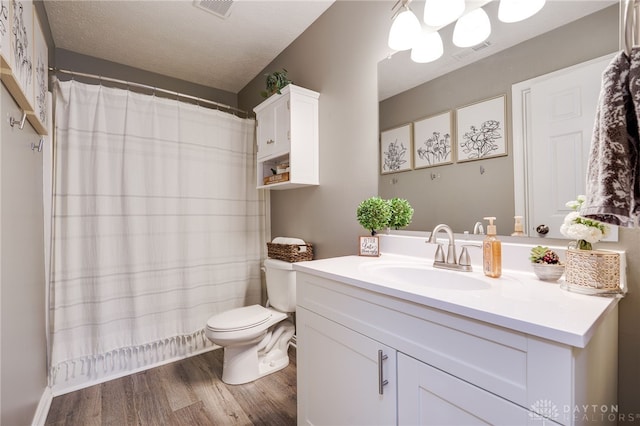 866 Trenton Rd, Trenton, OH 45067 - bathroom with toilet, wood finished floors, vanity, and a shower with curtain