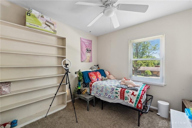 2089 Clearview Dr, Bellbrook, OH 45305 - bedroom featuring carpet flooring, ceiling fan, and baseboards
