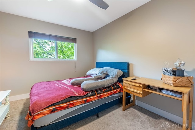 4491 Powder Horn Dr, Beavercreek, OH 45432 - bedroom featuring carpet floors, a ceiling fan, and baseboards