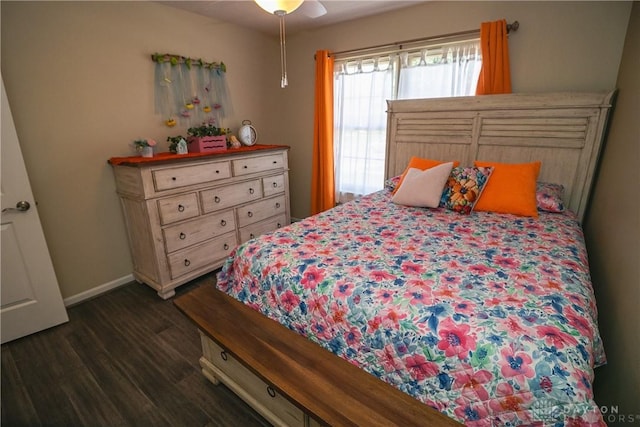 1331 Peregrine Way, Hamilton, OH 45013 - bedroom with dark wood-style floors, baseboards, and ceiling fan