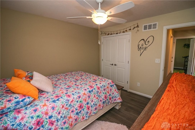 1331 Peregrine Way, Hamilton, OH 45013 - bedroom featuring wood finished floors, a closet, baseboards, and ceiling fan