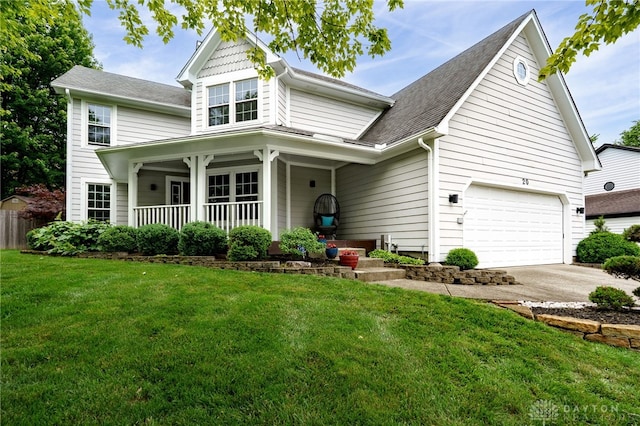 20 Southfield Ct, Springboro, OH 45066 - view of front of home featuring a porch, a front lawn, driveway, and roof with shingles