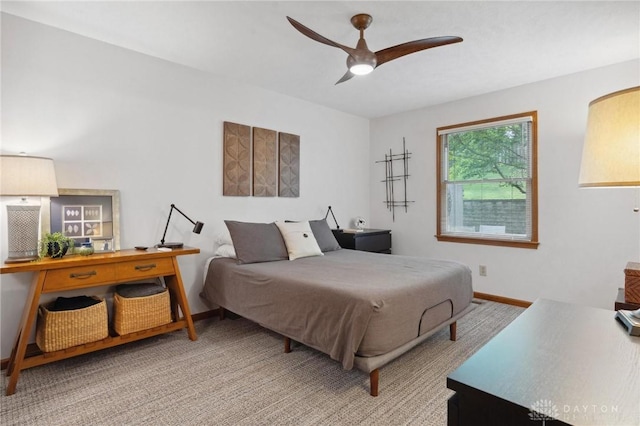 1462 Dee Anne Dr, Xenia, OH 45385 - bedroom with light colored carpet, baseboards, and ceiling fan