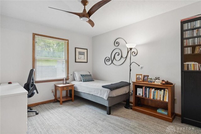 1462 Dee Anne Dr, Xenia, OH 45385 - bedroom with light carpet, ceiling fan, and baseboards