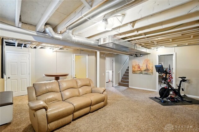 448 Triangle Ave, Oakwood, OH 45419 - finished below grade area featuring carpet floors and stairway