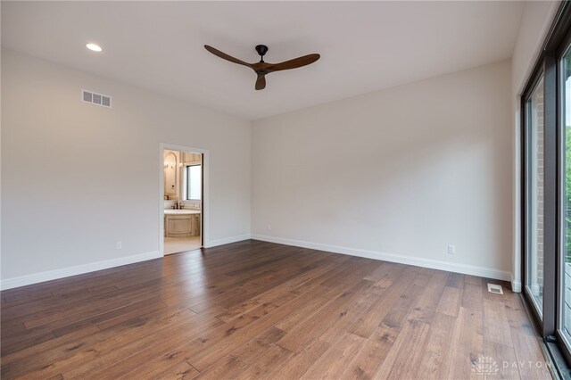 6481 Stagecoach Way, Liberty Twp, OH 45011 - unfurnished room featuring a ceiling fan, baseboards, dark wood-type flooring, and recessed lighting