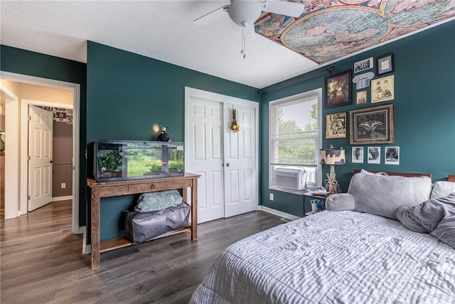 2182 Sharon View Ct, Lebanon, OH 45036 - bedroom featuring wood finished floors, a closet, baseboards, a ceiling fan, and cooling unit