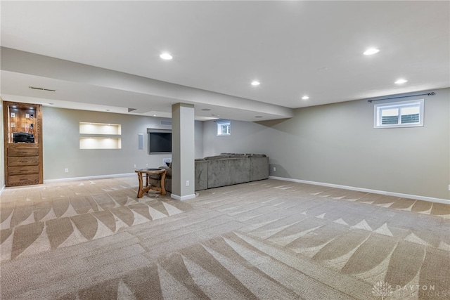 2182 Sharon View Ct, Lebanon, OH 45036 - below grade area with light colored carpet, baseboards, and recessed lighting