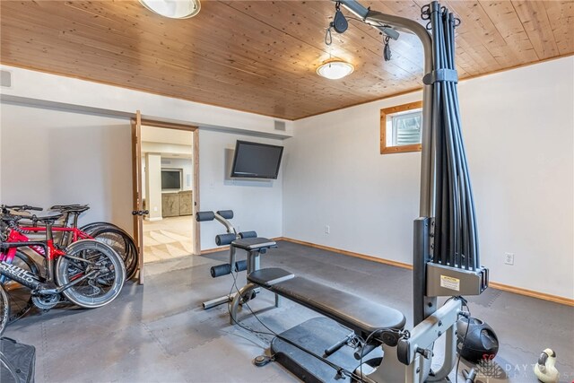 2182 Sharon View Ct, Lebanon, OH 45036 - workout room featuring wooden ceiling and baseboards