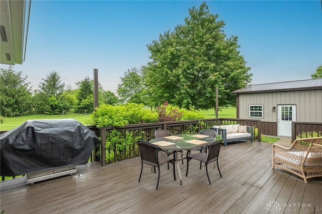 2182 Sharon View Ct, Lebanon, OH 45036 - deck with an outdoor hangout area, outdoor dining area, and grilling area