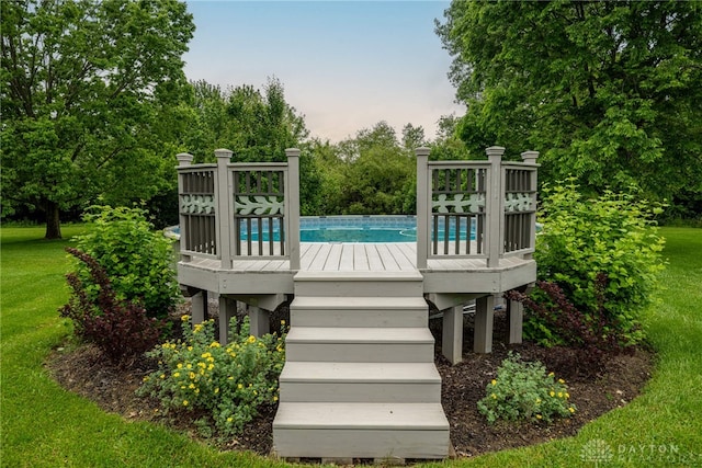 2182 Sharon View Ct, Lebanon, OH 45036 - deck with a yard, an outdoor pool, and view of scattered trees