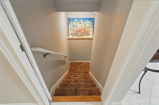 10550 Willow Brook Rd, Dayton, OH 45458 - stairway with tile patterned floors and baseboards