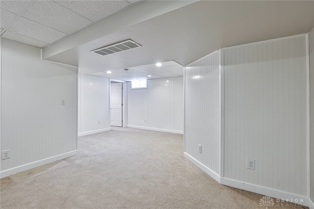 407 Claranna Ave, Oakwood, OH 45419 - below grade area with carpet floors, a paneled ceiling, and recessed lighting