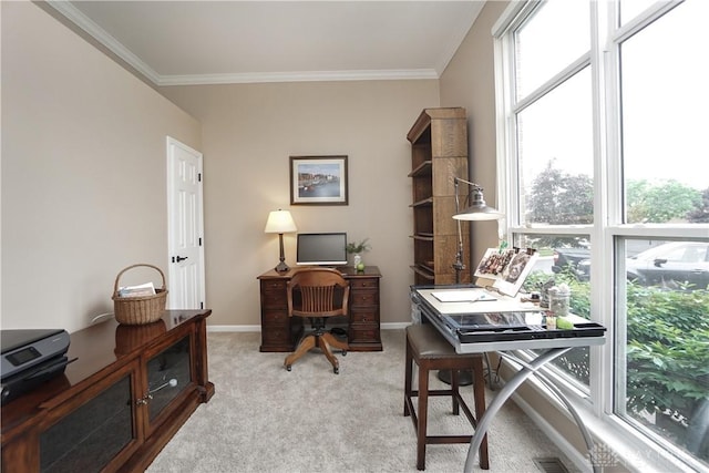 7516 Blue Fox Run, West Chester, OH 45069 - home office featuring healthy amount of natural light, light colored carpet, and ornamental molding