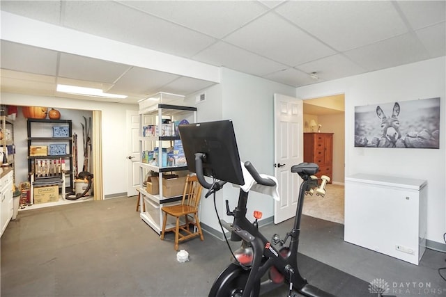 7516 Blue Fox Run, West Chester, OH 45069 - exercise area featuring a paneled ceiling