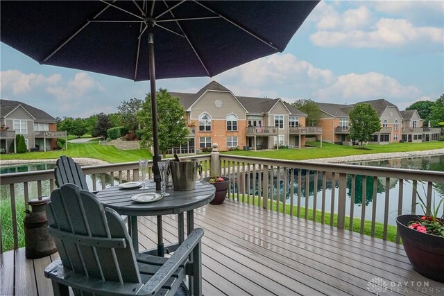 7516 Blue Fox Run, West Chester, OH 45069 - wooden deck featuring a residential view and a water view