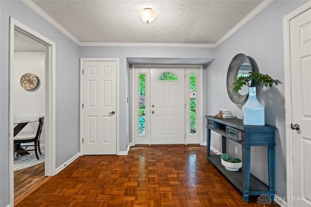 286 Honey Jane Dr, Beavercreek, OH 45434 - foyer entrance with a textured ceiling, baseboards, and crown molding