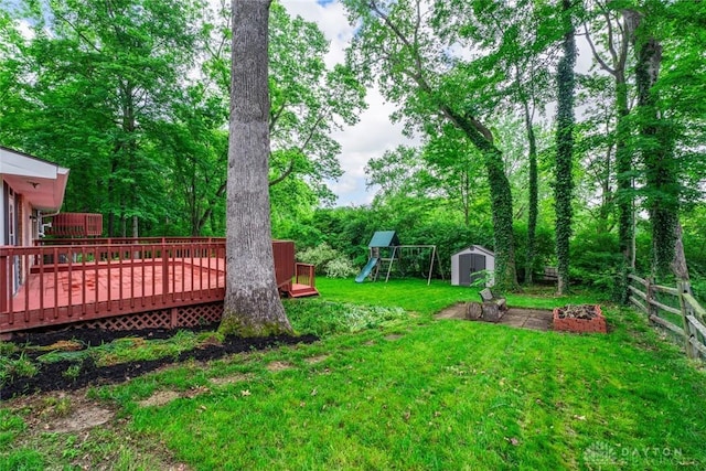 286 Honey Jane Dr, Beavercreek, OH 45434 - view of yard with a playground and a wooden deck