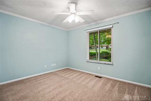 286 Honey Jane Dr, Beavercreek, OH 45434 - carpeted spare room with a ceiling fan, crown molding, and baseboards
