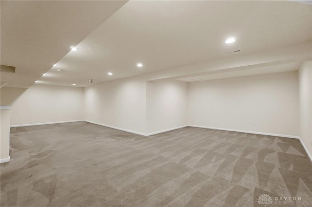 9752 Crooked Creek Dr, Centerville, OH 45458 - finished below grade area featuring light colored carpet, recessed lighting, and baseboards