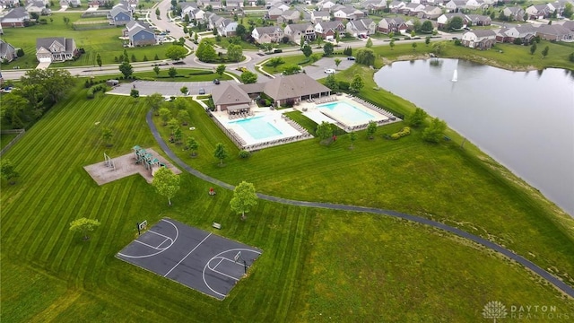 9752 Crooked Creek Dr, Centerville, OH 45458 - aerial view of residential area featuring a pool and a nearby body of water