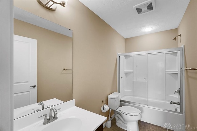 9752 Crooked Creek Dr, Centerville, OH 45458 - bathroom featuring vanity, toilet, shower / washtub combination, and tile patterned flooring