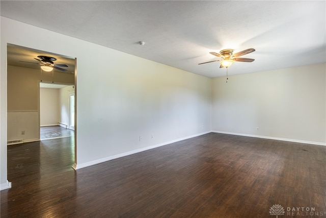 3558 Knollbrook Dr, Franklin Twp, OH 45005 - empty room with ceiling fan, wood finished floors, a baseboard radiator, and baseboards
