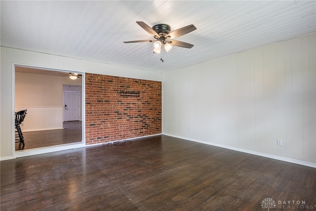 3558 Knollbrook Dr, Franklin Twp, OH 45005 - unfurnished room featuring ceiling fan, wood finished floors, and brick wall