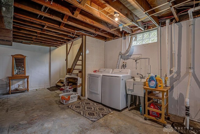 286 Chamberlin Dr, Hamilton, OH 45013 - basement with washer and dryer and stairs