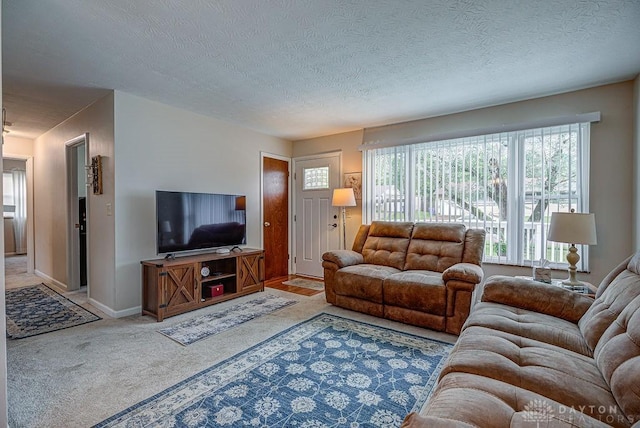 286 Chamberlin Dr, Hamilton, OH 45013 - living room with carpet, baseboards, and a textured ceiling