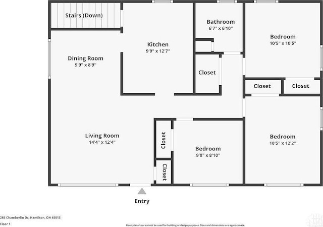 286 Chamberlin Dr, Hamilton, OH 45013 - floor plan / room layout