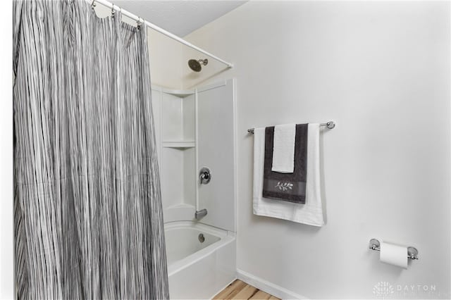 109 Waterford Blvd, Fairborn, OH 45324 - bathroom featuring shower / tub combo and wood finished floors