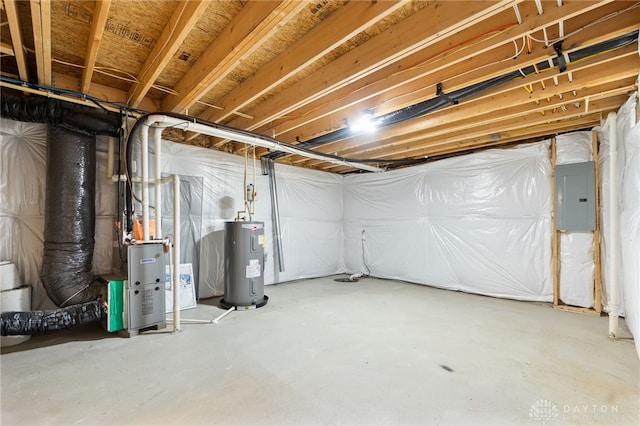 109 Waterford Blvd, Fairborn, OH 45324 - unfinished basement featuring water heater and electric panel