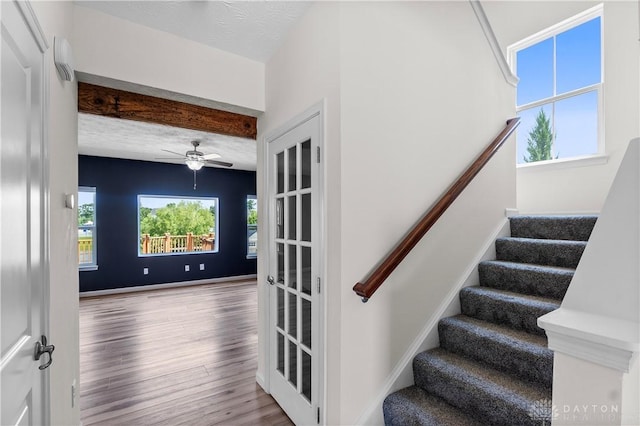 109 Waterford Blvd, Fairborn, OH 45324 - staircase with ceiling fan and wood finished floors