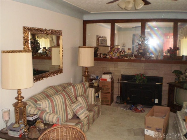 1086 Grange Hall Rd, Beavercreek, OH 45430 - carpeted living area featuring a ceiling fan