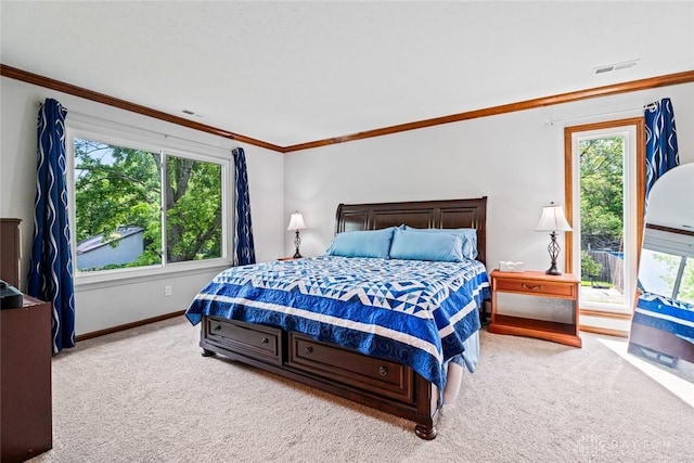 360 Merrick Dr, Beavercreek, OH 45434 - carpeted bedroom with multiple windows, ornamental molding, and baseboards