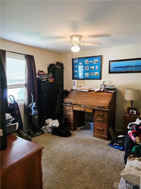 1008 Terracewood Dr, Englewood, OH 45322 - home office with carpet floors and a ceiling fan