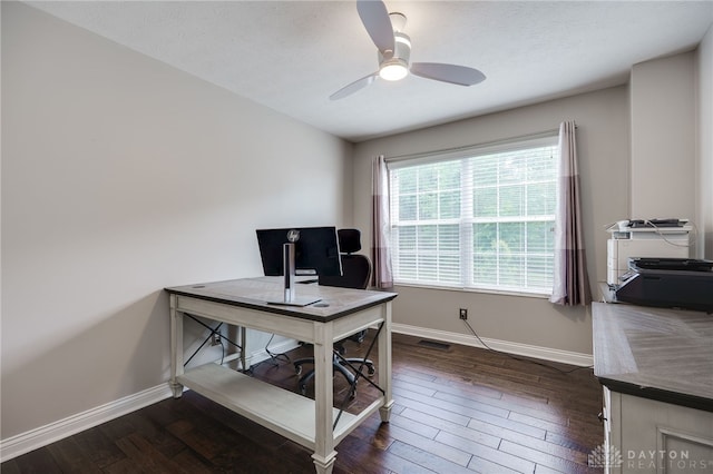4037 Andora Blvd, Amelia, OH 45102 - office space with ceiling fan, baseboards, and dark wood-style flooring