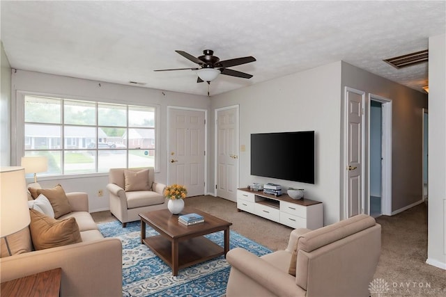 520 Buttercup Ave, Vandalia, OH 45377 - living room featuring light carpet and ceiling fan