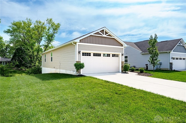 6709 Crystal Harbour Dr, Middletown, OH 45042 - view of front of house featuring a garage, a front yard, and board and batten siding