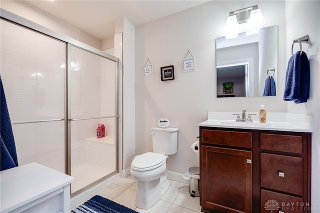 6709 Crystal Harbour Dr, Middletown, OH 45042 - full bath featuring a stall shower, vanity, toilet, tile patterned floors, and baseboards