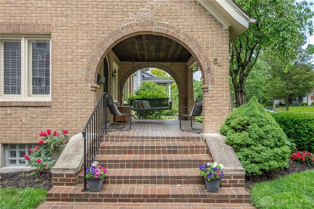 54 Beverly Pl, Oakwood, OH 45419 - entrance to property featuring brick siding and covered porch