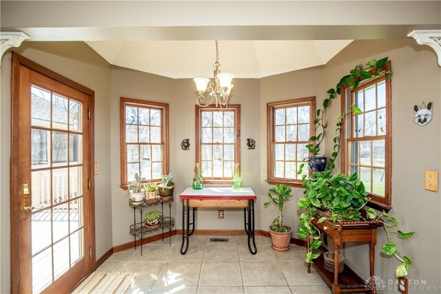 343 White Oak Dr, Chester Twp, OH 45177 - entryway with a chandelier, baseboards, and light tile patterned flooring