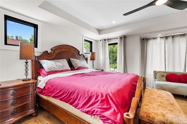 1000 Paradrome St, Cincinnati, OH 45202 - bedroom featuring wood finished floors, a ceiling fan, and recessed lighting