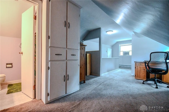 200 Maysfield Rd, Oakwood, OH 45419 - carpeted office space featuring lofted ceiling, a baseboard radiator, and baseboards