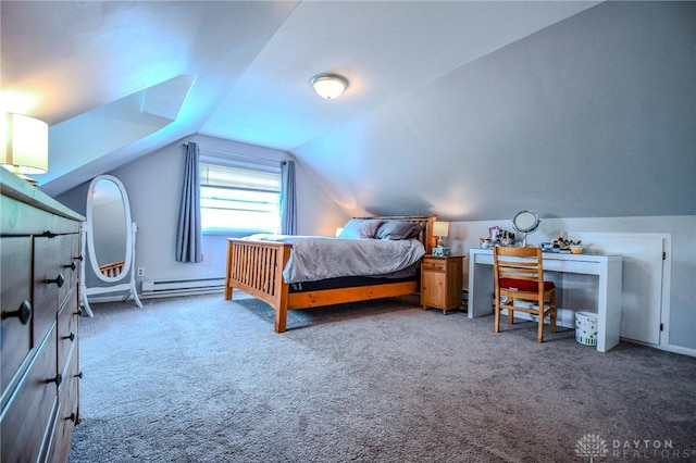 200 Maysfield Rd, Oakwood, OH 45419 - bedroom with carpet flooring, a baseboard radiator, and lofted ceiling