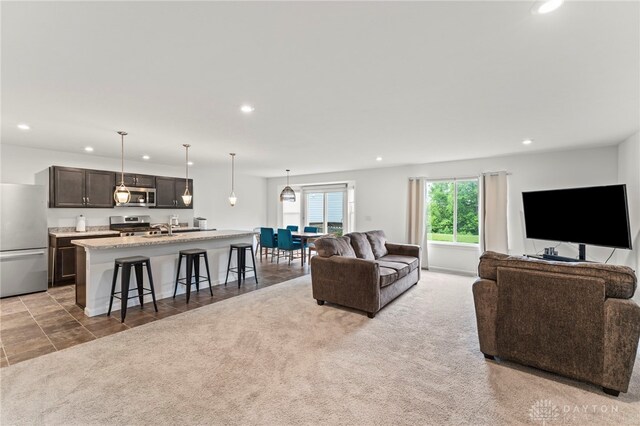 1130 Arden Way, Fairborn, OH 45324 - living room featuring recessed lighting and carpet flooring