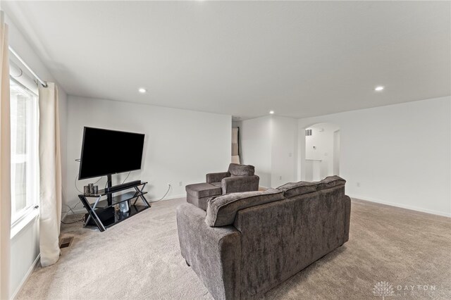 1130 Arden Way, Fairborn, OH 45324 - carpeted living room with arched walkways, recessed lighting, and baseboards