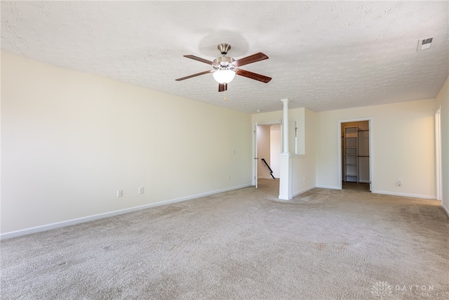 8730 Dowd Ct, Washington Twp, OH 45458 - spare room featuring ceiling fan, baseboards, light colored carpet, and a textured ceiling